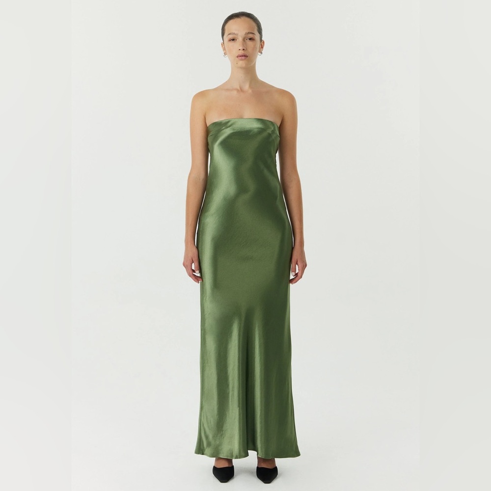 Third Form Green Strapless Tie Back Dress